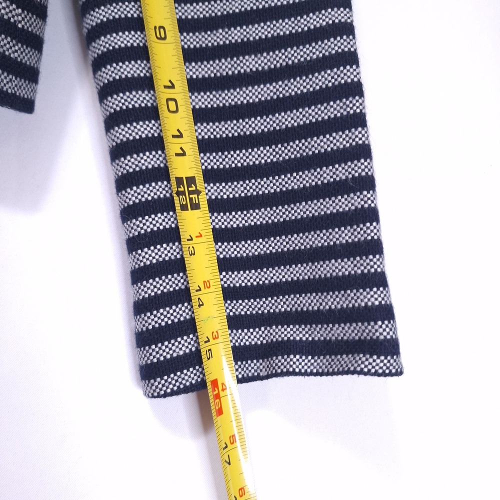 J.Crew Factory Striped Tweed Cropped Blazer Sz 12 Zip Jacket Navy Career Preppy‎ - Picture 11 of 13